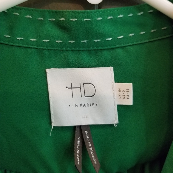 Women's HD in Paris Kelly Green Blouse size 0 - Picture 3 of 3